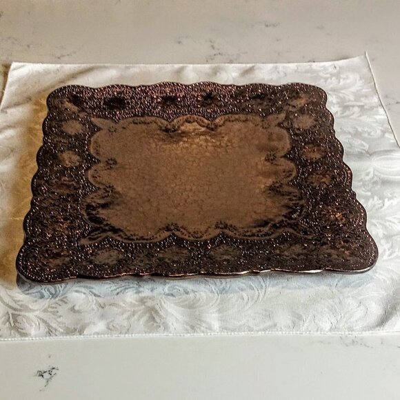 Arte Italica Merletto Metallic Square Ceramic Tray - Picture 3 of 6